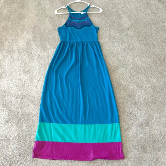 Gymboree Girl Maxi Dress 10/12 Large Embroidered Sleeveless Halter Keyhole Boho - Picture 9 of 12